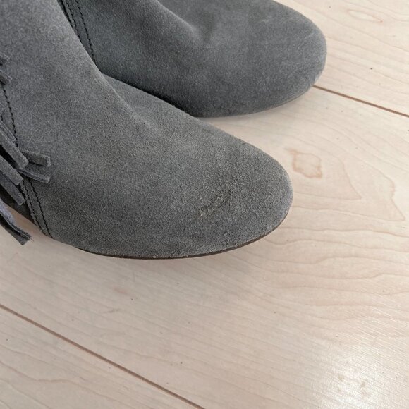 Colin Stuart Genuine Suede Leather Hidden Wedge Heel Fringe Ankle Boots Sz 8 - Picture 9 of 13